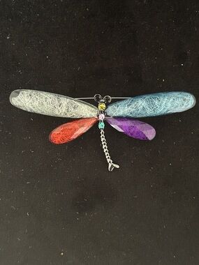 Multicolor Dragonfly Brooch with Rhinestones